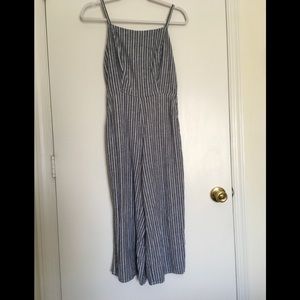 Blue and white striped romper